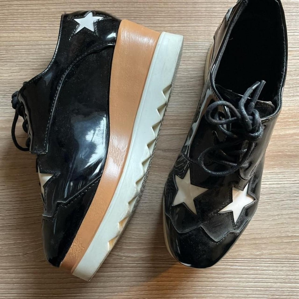 Stella mccartney type star black and white platforms size 6